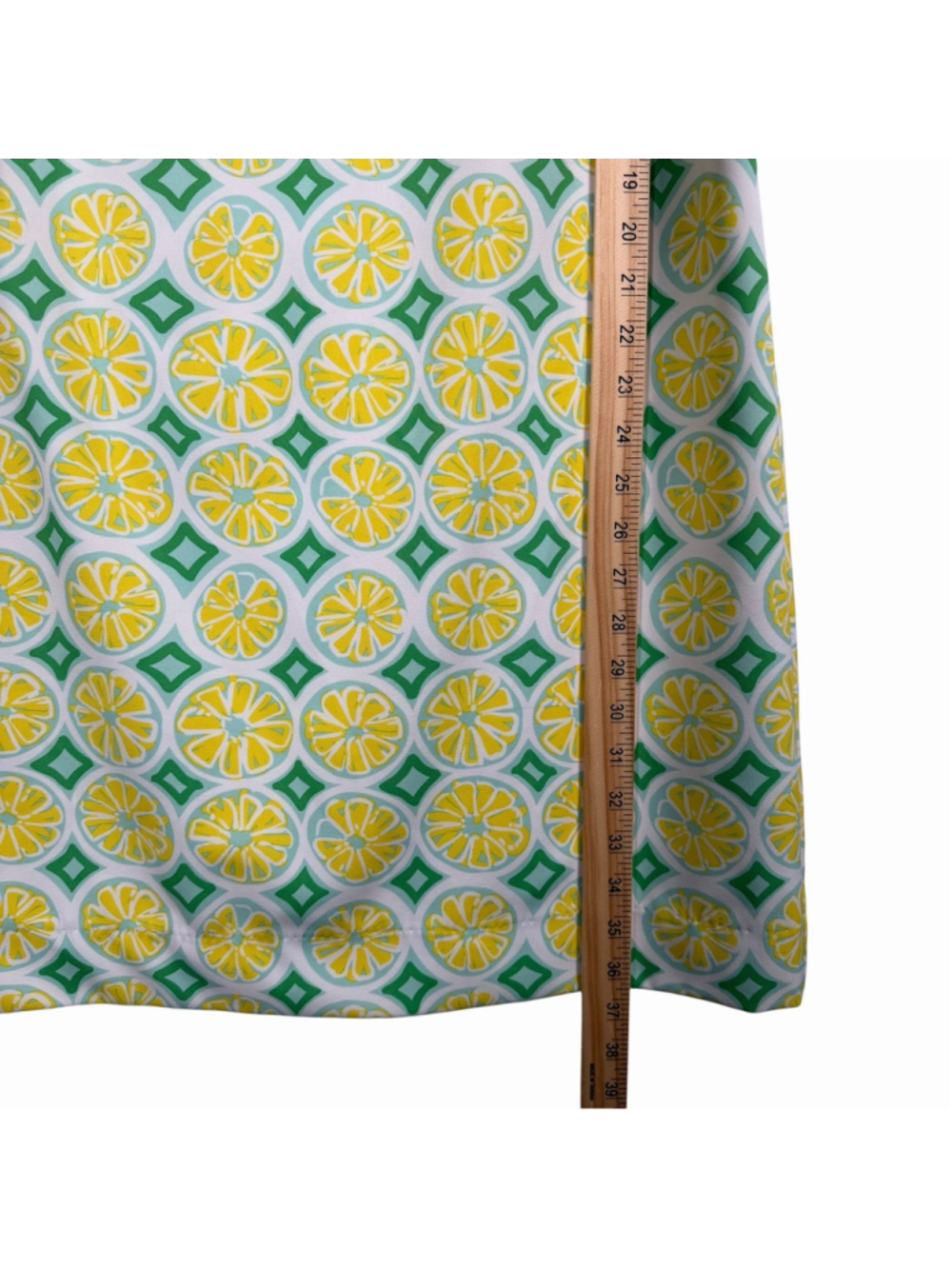 STS Sail to Sable Lemon Shift Dress Green Yellow Citrus Print Womens Size Medium - Picture 7 of 9
